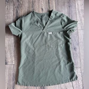 Figs Women's Olive Green V-Neck Scrub Top